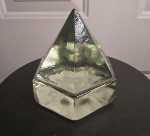 Vintage Ships Deck Prism Sea Green Glass Nautical Pyramid Paperweight Hexagon